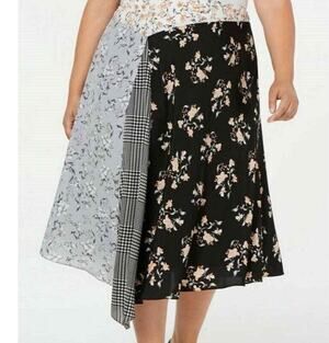 NWT Calvin Klein Asymmetric Multi Print Midi Skirt Plus Size 20W